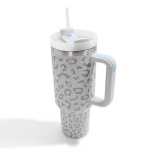 Laser Engraved Leopard Print 40oz Double Wall Stainless Steel Vacuum Tumbler